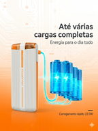 Power Bank Ultra Rápido H'Maston Turbo 37.5W 10000mAh com Cabos Tipo-C e Lightning imbutidos