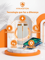 Power Bank Ultra Rápido H'Maston Turbo 37.5W 10000mAh com Cabos Tipo-C e Lightning imbutidos